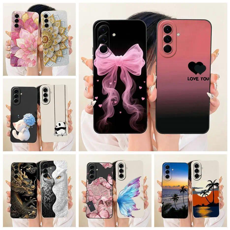 Dành Cho Samsung Galaxy A37 Ốp Lưng SM-A376B Cao Cấp Trái Tim Tình Yêu Nơ Sơn Vỏ Điện Thoại Silicon 