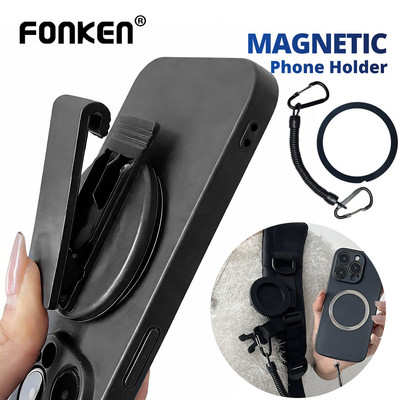 Fonken Free Hands Đai Từ Tính Kẹp Gắn Ba Lô Giá Đỡ Điện Thoại Mgsafe Có Dây Lò Xo