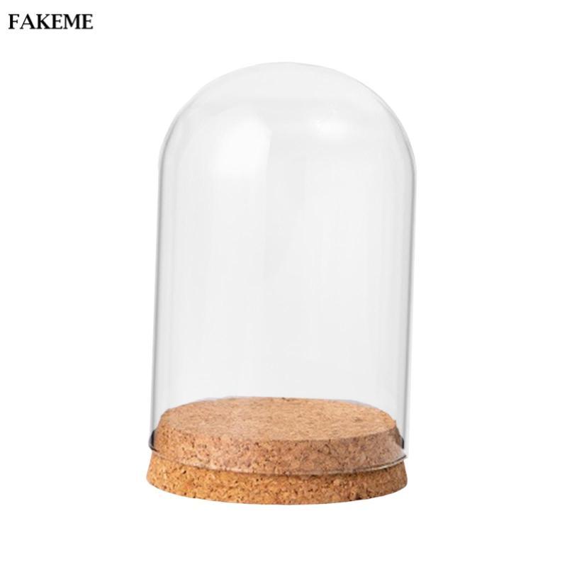 FAKEME Dome Cloche Cover Glass Cloche Bell Jar Display Dome Pedestals DIY Container Glass Dome Displ