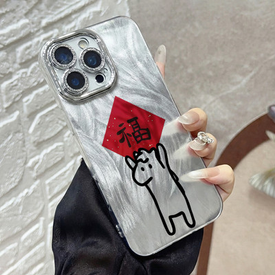 JURSUE Ốp lưng dễ thương đẹp hoạt hình độc lạ ngộ nghĩnh nữ chống sốc chống bẩn mềm cho iPhone 17 Air 16 15 14 13 12 11 PRO MAX SE 2020 X XR XS ip 8 7 Plus kute MZ50211 -YJ