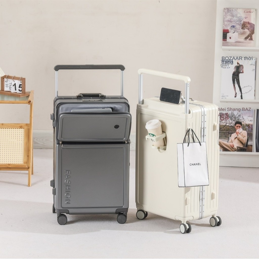 Vali 28 inch khung thép mở nắp phía trước Mẫu mới Chất liệu ABS PC chống xước Vali du lịch xách tay 