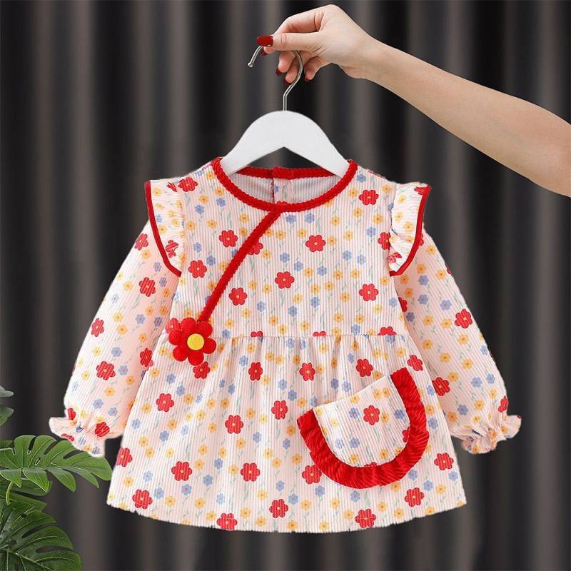 Baby Apron Autumn and Winter Long Sleeve Water and Dirt Resistant Children's Gown Princess Dress Out