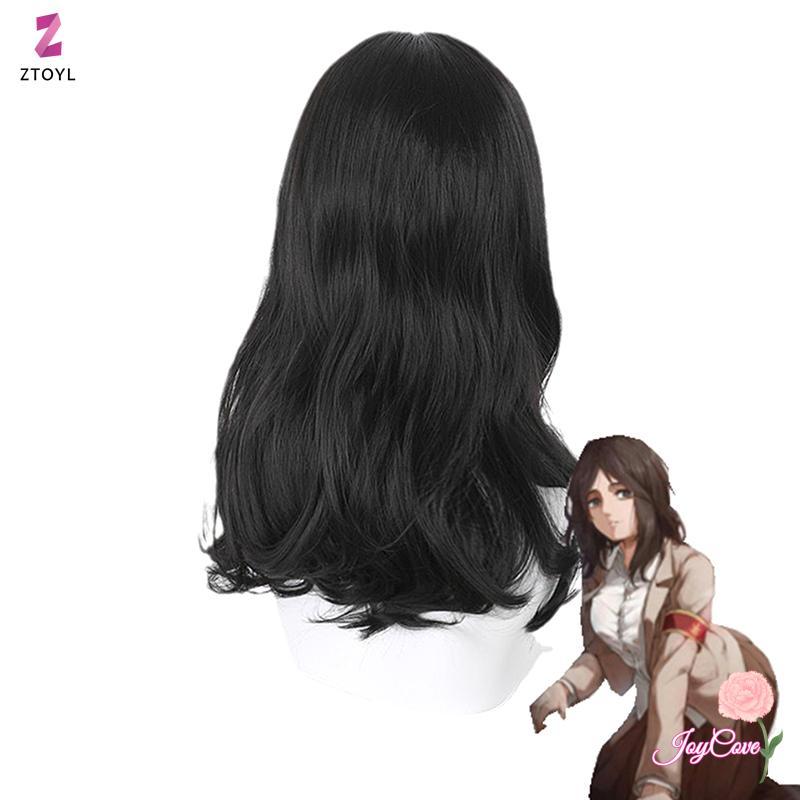 Tóc giả cosplay Attack on Titan Pieck Finger 60cm đen, tổng hợp chịu nhiệt, phù hợp cho Halloween và