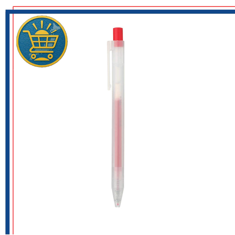 Caneta esferográfica de gel MUJI, escrita suave, tinta vermelha, ponta 0,5 mm, mecanismo de clique —