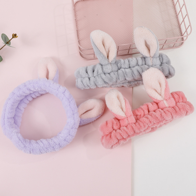 Spot Goods#Direct Sale Cartoon 3D Bunny Ear Headband Korean Style Makeup Face Wash Hairband Cute Hai