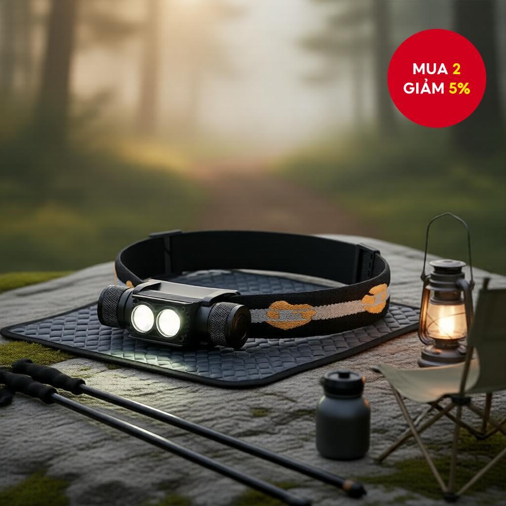 Sofirn D25S (H25S) Đèn pha LED kép Luminus SST40 siêu sáng 1200lm, sạc USB, chống nước ngoài trời.