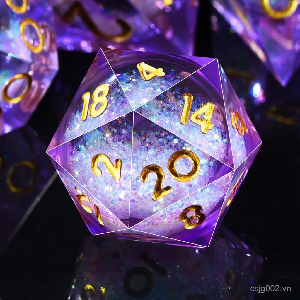 AUSTOR Core Resin DND Dice Sharp Edge Polyhedral Dice 7Die DND Dice Set Quicksand Handmade Resin Xúc