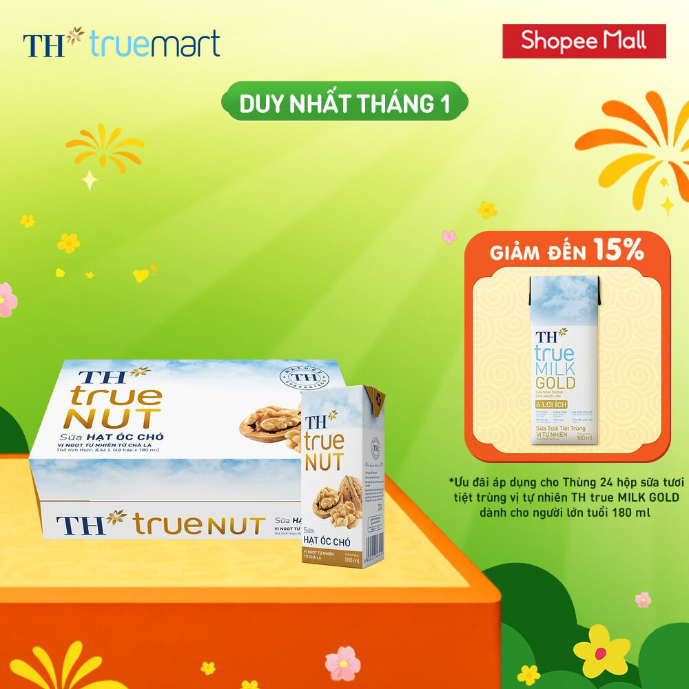 Thùng Sữa Hạt TH true NUT milk Óc Chó 180ml (48 Hộp)