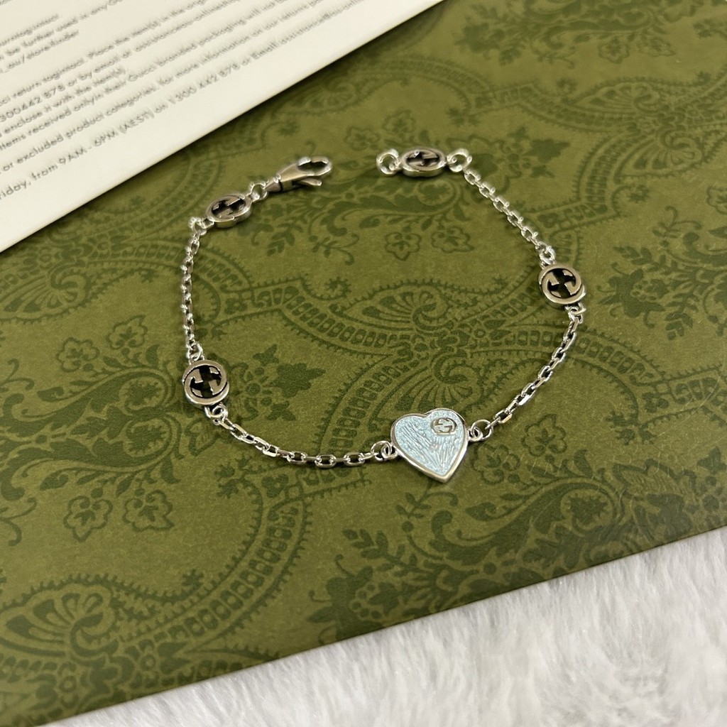 925Silver Bracelet Enamel Peach Heart Bracelet Women's Same Style Temperament Bracelet