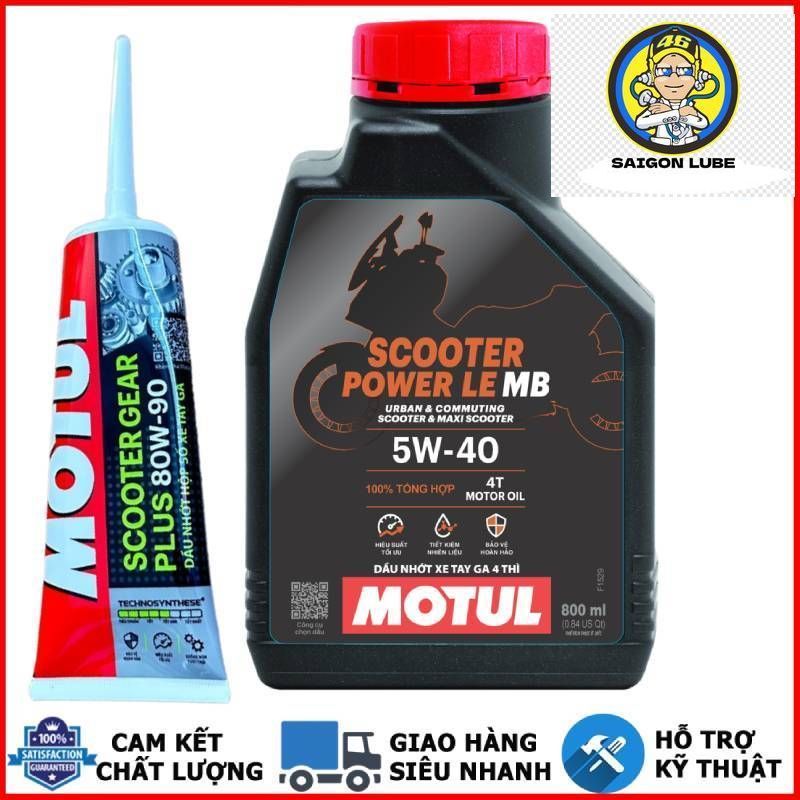 Nhớt xe ga MOTUL SCOOTER POWER 5W40 và láp motul