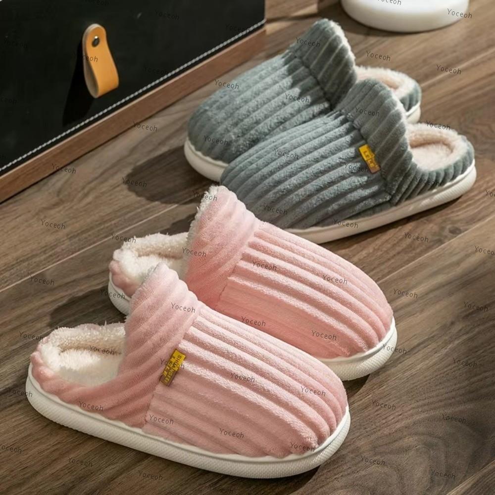 Giày Cotton YOCEOH, Dép Lông Tơ Ấm Áp, Đế Mềm Cổ Điển Màu Trơn Flat Fuzzy Dép Dành Cho Nữ
