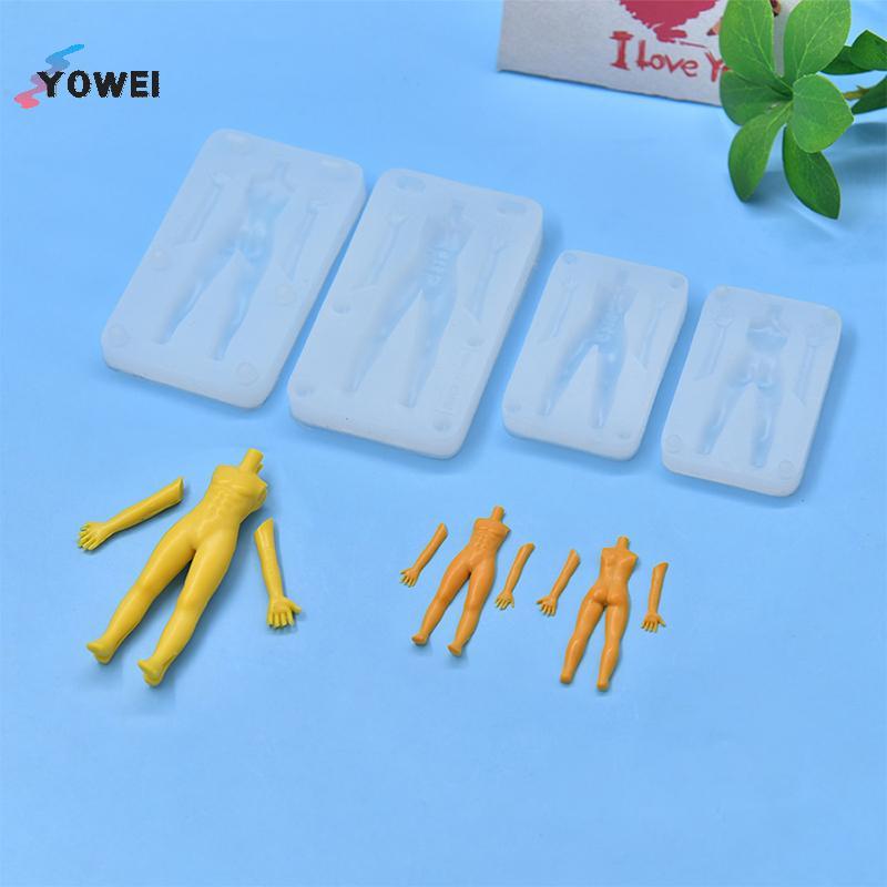 YOWEI 1 Bộ Đất Sét Polymer Nam Búp Bê Cơ Thể Torso Khuôn Silicon Fondant / Nhựa Đất Sét DIY Búp Bê Đ