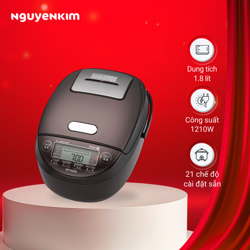 Nồi cơm điện tử cao tần áp suất Tiger 1.8 lít JPK-W18W