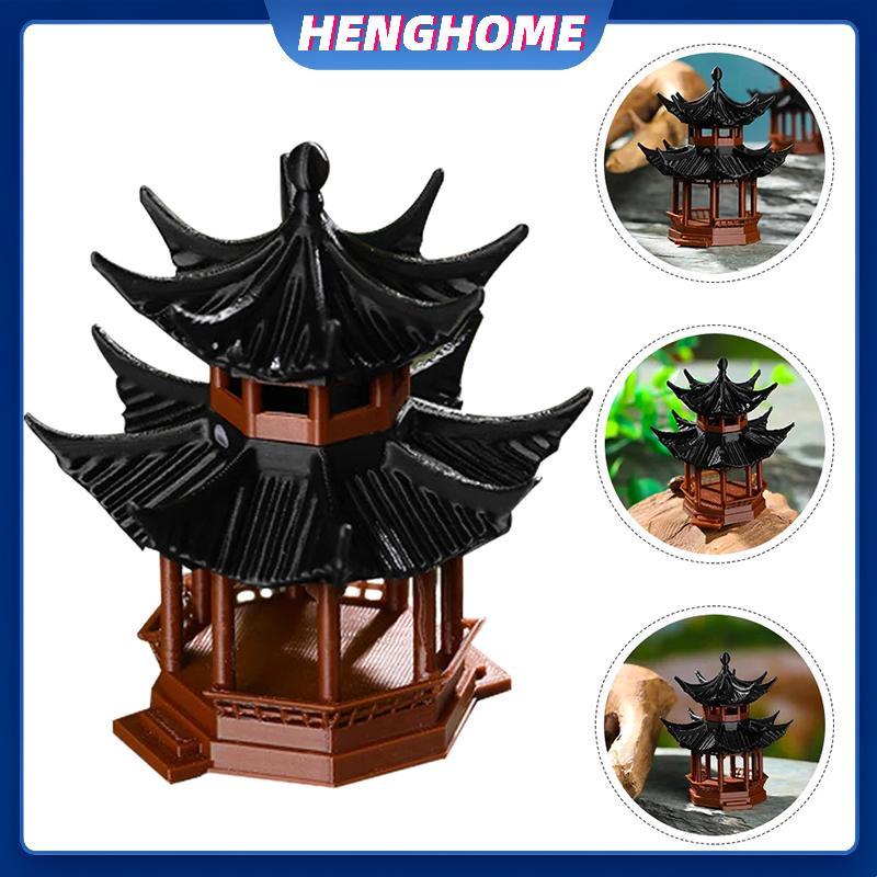 HENGHOME Mini Chùa Tượng Cổ Xây Dựng Mô Hình Pavilion Trang Trí Mô Phỏng Tượng Zen Garden Bể Cá Cảnh
