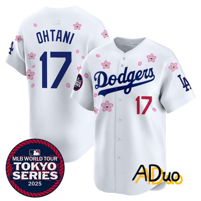 Áo thun và mũ bóng chày Tokyo Series 2025 cho đội Los Angeles Dodgers, số 17 của Shohei Ohtani, màu 