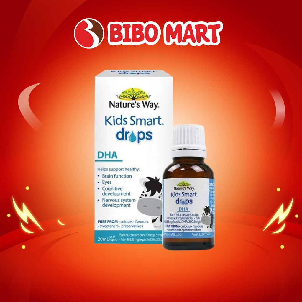 DHA Nature's Way Kids Smart Drops DHA Tăng IQ Hỗ Trợ Phát Triển Toàn Diện Não Bộ Cho Bé Lọ 20ml - Bibomart