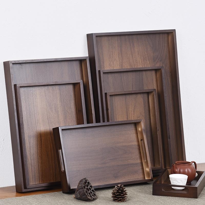 Quả óc chó Khay Trà Mới Phong Cách Trung Hoa Chắc Chắn Gỗ Khay Trà Khay Trà Bộ Đĩa Trà Hộ Gia Đình T