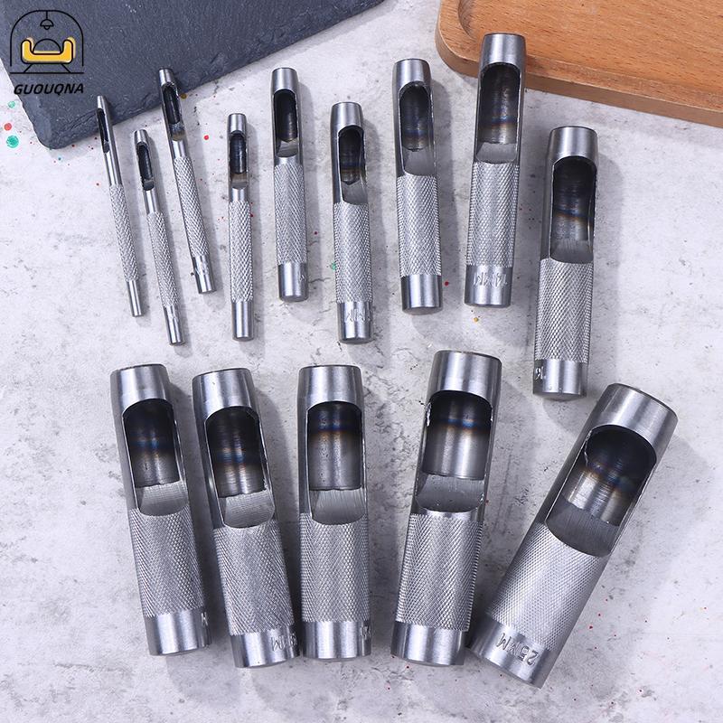 GUOUQNA 1 Da Đấm 3-25MM Lỗ Đục Lỗ Thép Tròn Da Thủ Công Lỗ Rỗng Đục Lỗ Cho Kim Loại Miếng Đệm Da Cao