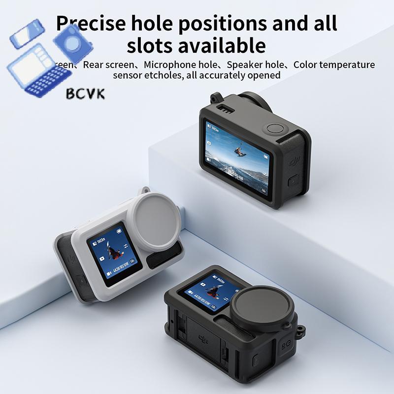 [BCVK] Bộ vỏ bảo vệ Silicon máy ảnh thể thao có nắp Len Bảo vệ màn hình và dây treo cho DJI Osmo Act