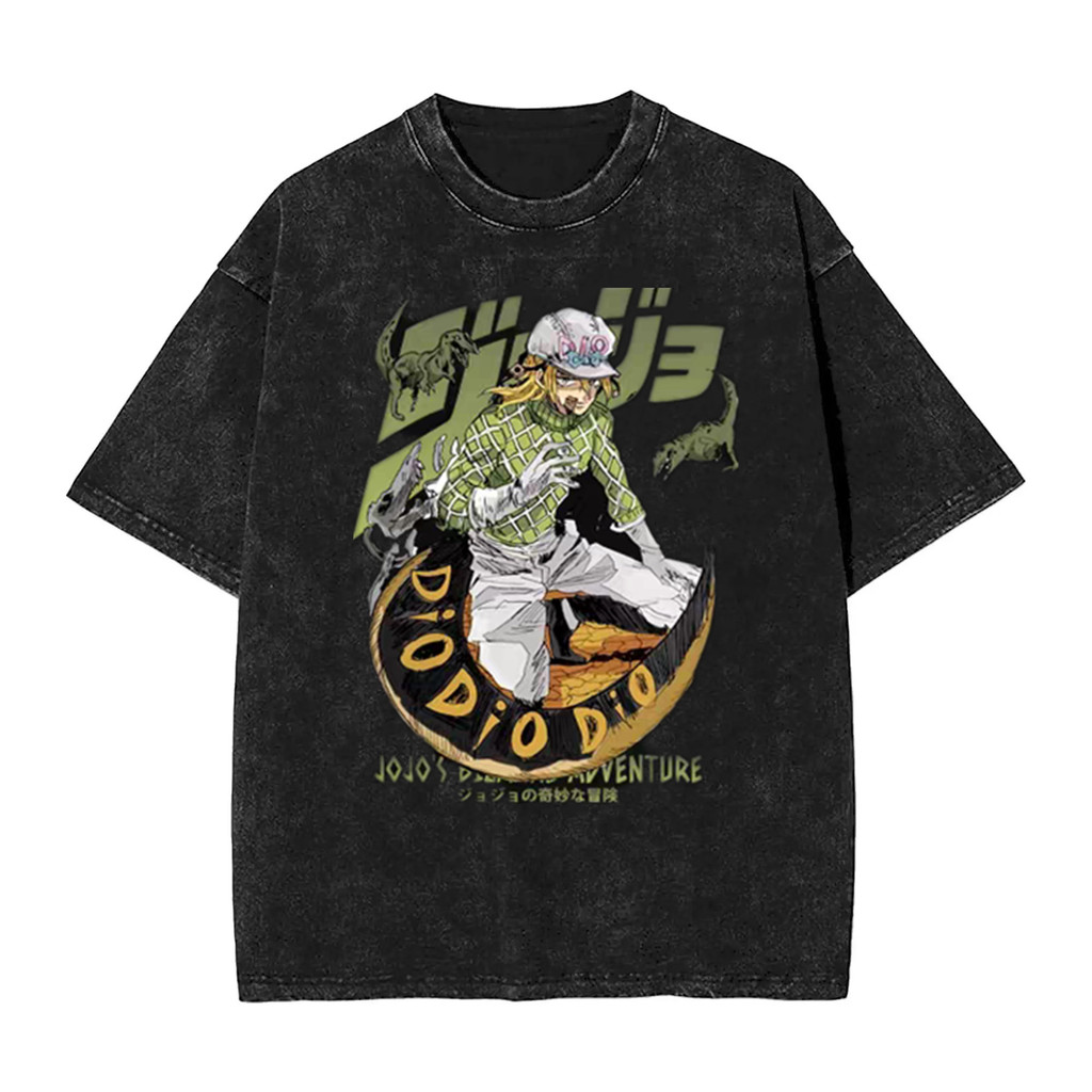 Áo thun ngắn tay nam, thiết kế nhân vật Gyro Zeppeli từ JoJo's Bizarre Adventure Steel Ball Run, chấ