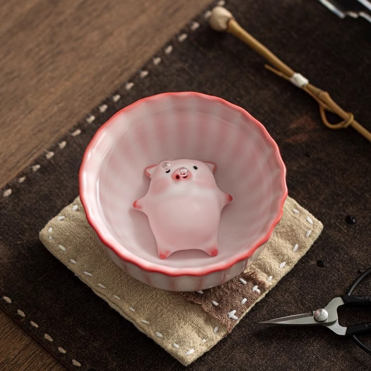 La Lard Frozen Nằm Flat Pig Spit Bubble Ru Kiln Tea Cup Master Cup Tea Cup Trà Chuyên Dụng Cá Nhân U