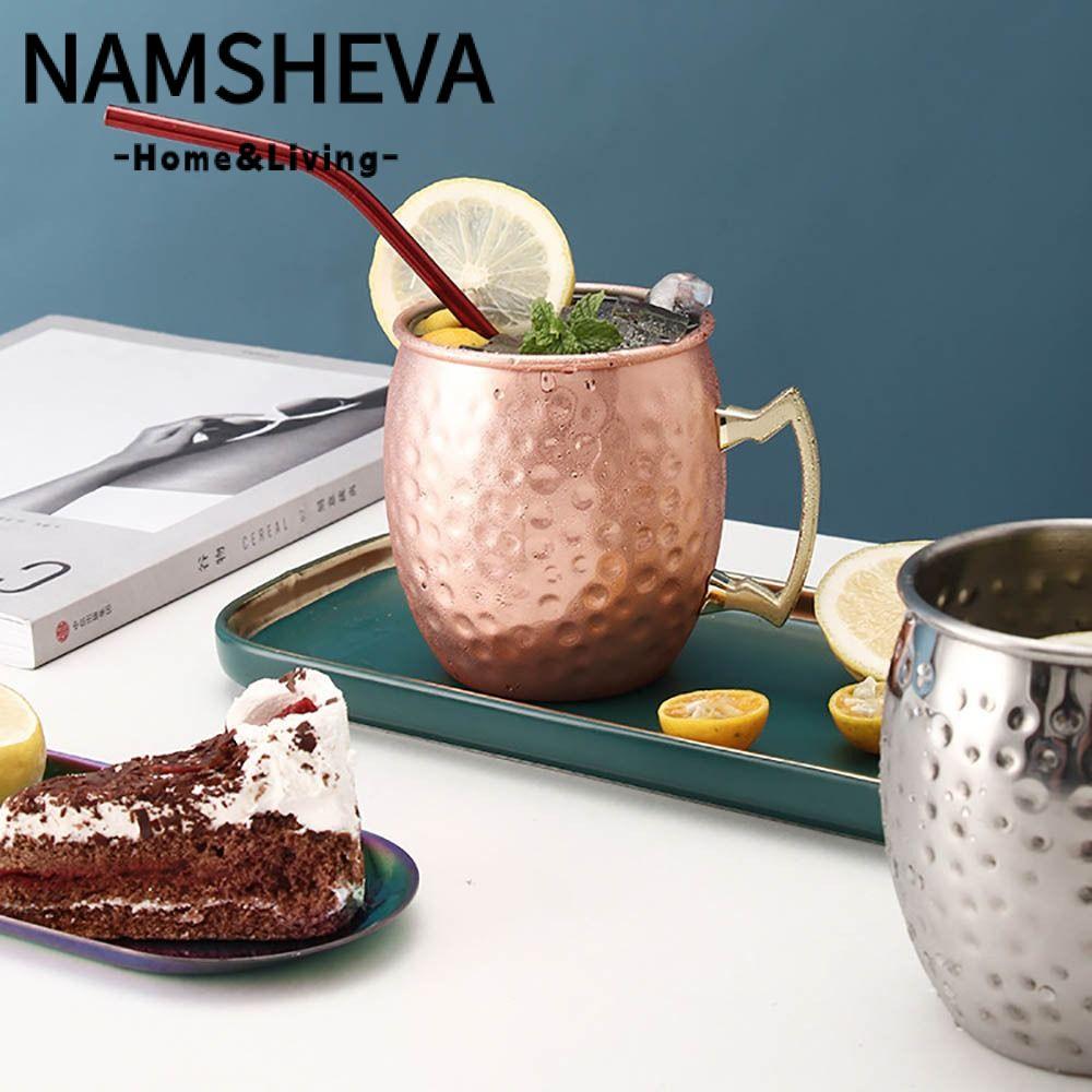 Cốc đồng nguyên chất NAMSHEVA, Cốc cốc Moscow Mule 500ml, có tay cầm đinh tán chắc chắn Bề ngoài chả