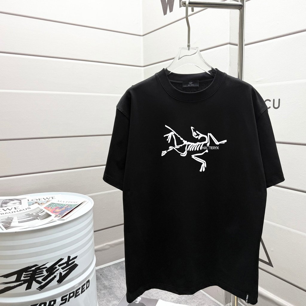 Arc 'Teryx JILSANDER Arc 'Teryx Tay Ngắn 2025 Xuân Hè Phong Cách Mới Dòng Chim Chữ LOGO In Áo Thun T