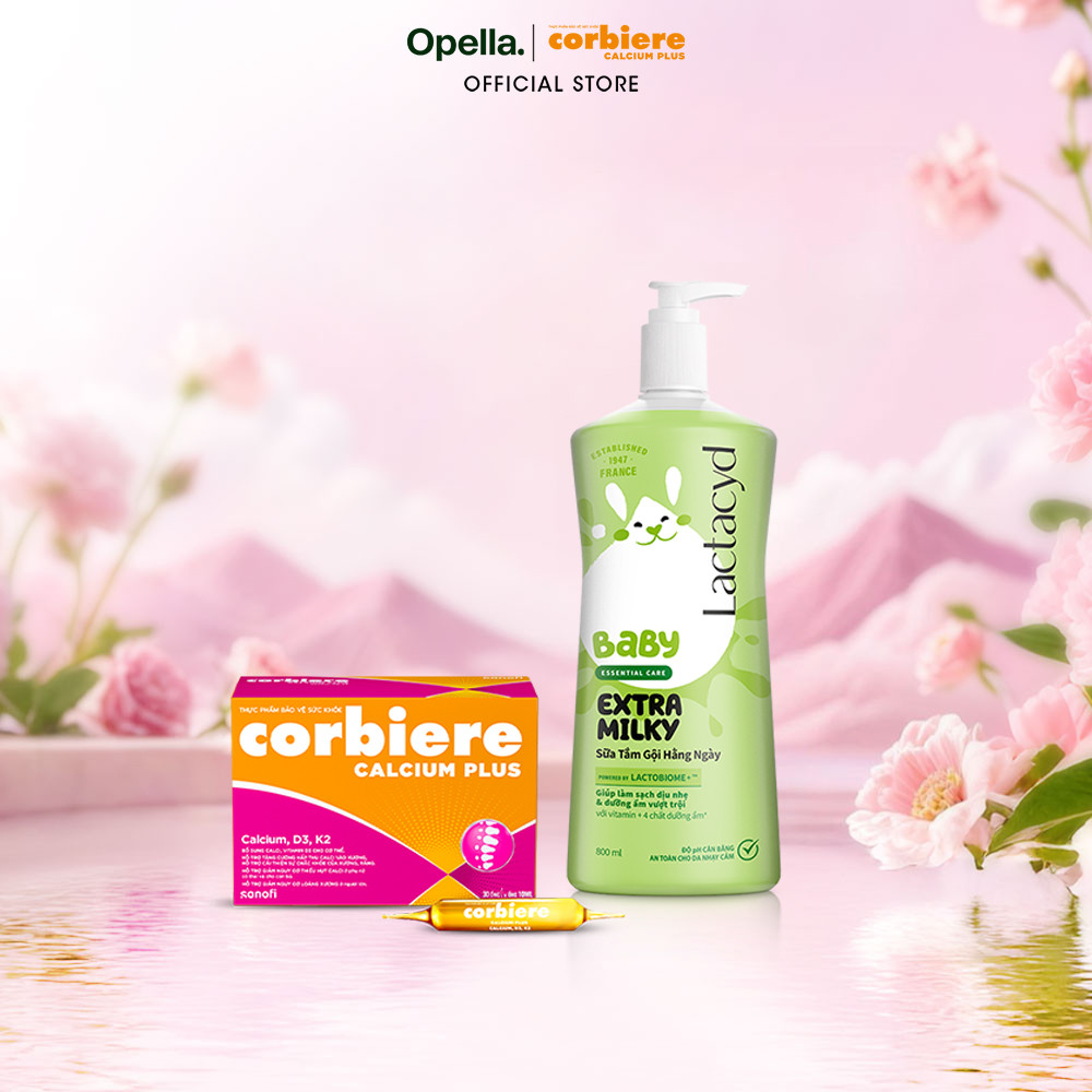 Bộ 1 Sữa Tắm Gội Trẻ Em Lactacyd Baby Extra Milky Jumbo 800ml + 1 Thực phẩm bảo vệ sức khỏe Corbiere