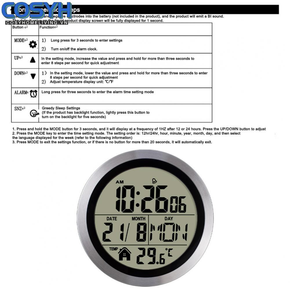 <cosyh>Digital Wall Clock Painted Plastic Frame Suction Cups For Bathroom Mirror