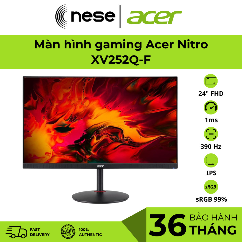 Màn hình gaming Acer Nitro XV252Q F 24.5” IPS FHD 390Hz 0.5ms HDR400 Gaming Monitor DP HDMI BH 36T