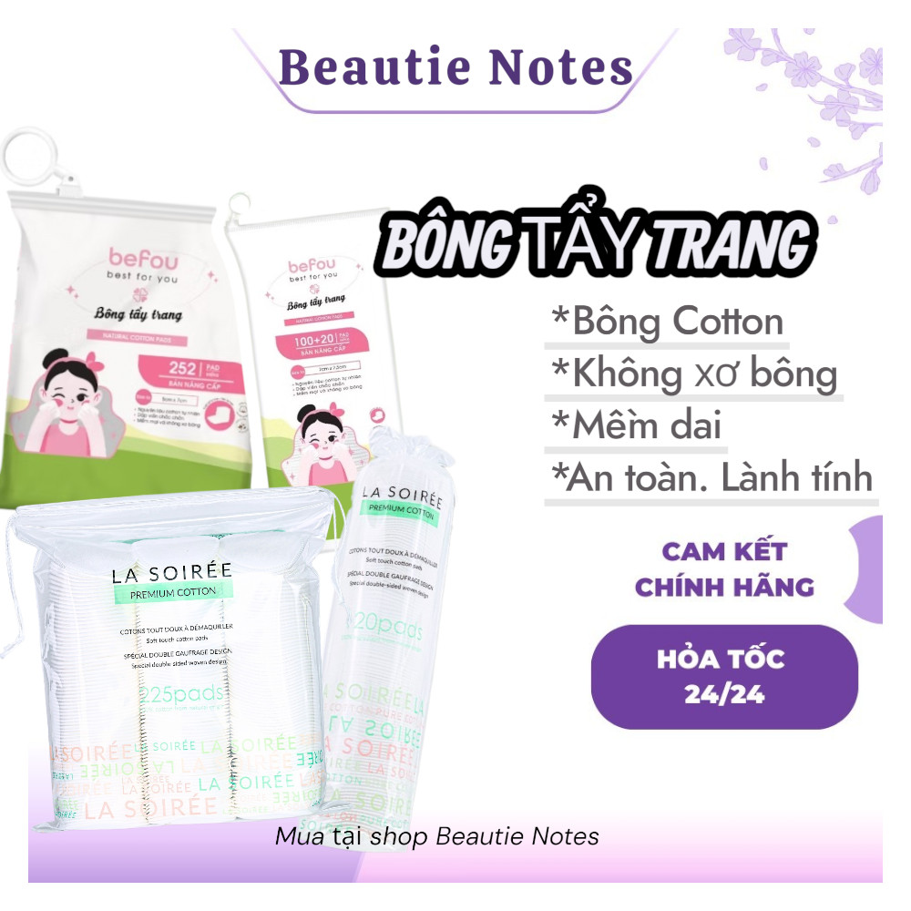 (GIAO HOẢ TỐC) Bông Tẩy Trang Befou không xơ