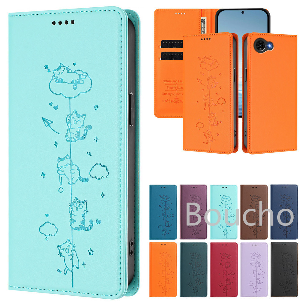 Ốp Lưng Điện Thoại ZTE Nubia Focus 2 Ultra A76 A75 Pro Nhạc 2 Mèo Dễ Thương Sách Ví Khe Cắm Thẻ RFID