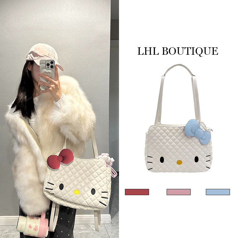 LHL BOUTIQUE Ba lô lưới kim cương thêu hình mèo KT thời trang mới dành cho nữ