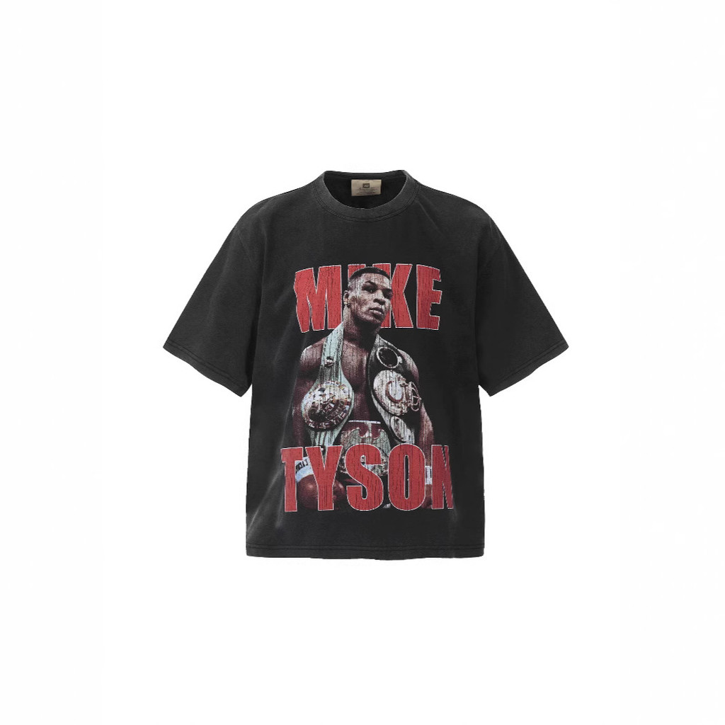 Mike Tyson Tyson Boxing Fighting BIG FACE Portrait print washed distressed short sleeve shirt T Shir