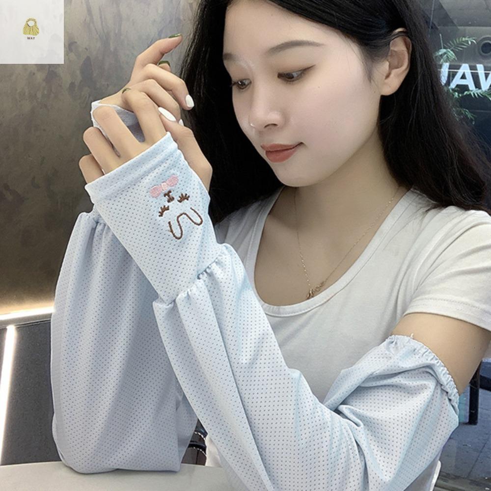 WAY Ice Silk Sleeves, Rabbit Loose Sunscreen Sleeve, Thin UV Protection Butterfly Loose Arm Warmers 