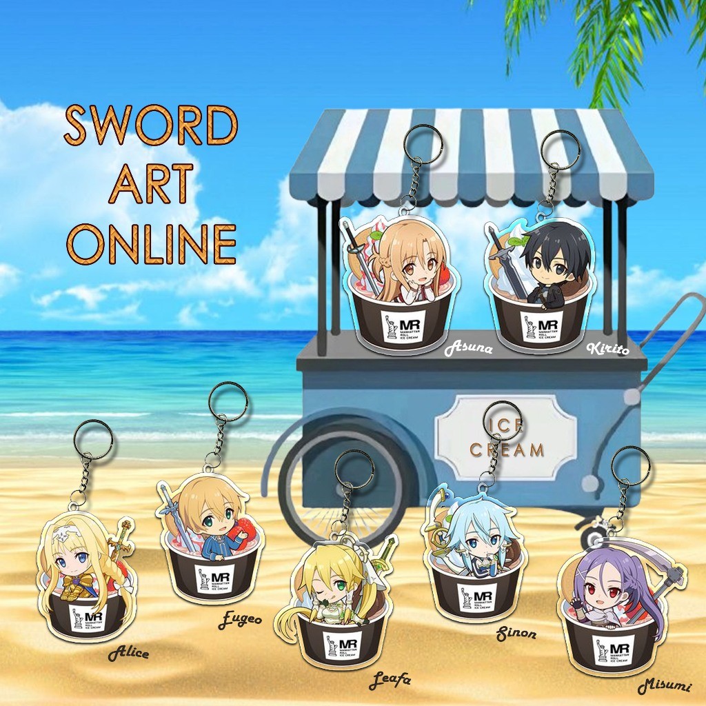 [GANTUNGAN] Sword Art Online ice cream action figure kirito asuna eugeo sinon leafa alice  gantungan