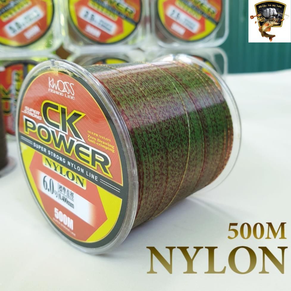 Cước câu cá tàng hình Nylon CK power 500m, dây câu cá CK500 chất lượng cao, tải cá tốt.