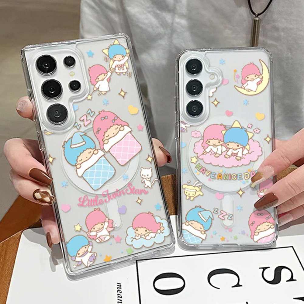 Ốp điện thoại chống sốc từ tính hoạt hình đơn giản Little Twin Stars cho Samsung Galaxy S26 Ultra S2