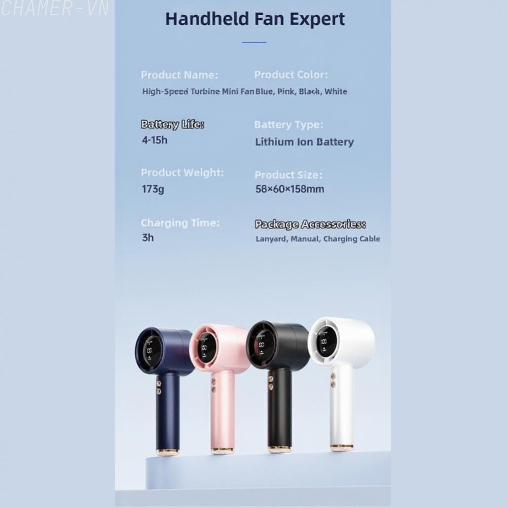 【CHAMER】Portable High-Speed USB Handheld Fan: Rechargeable for Mini Desktop Cooling【HomeLiving】