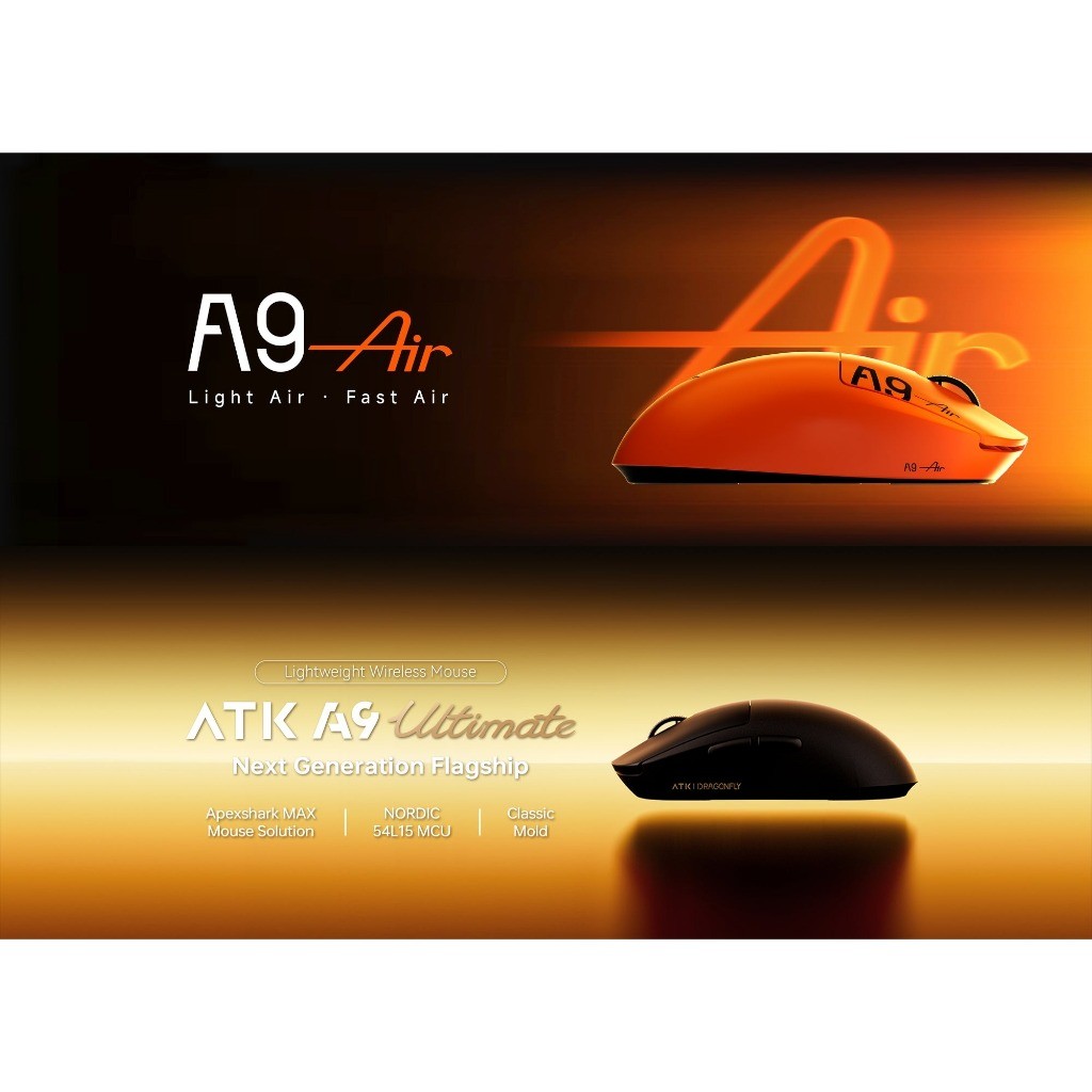 Chuột Gaming Không Dây ATK A9 Air Ultimate | 8KHz | PAW3950 Ultra |Siêu Nhẹ 47G| Nano Coating