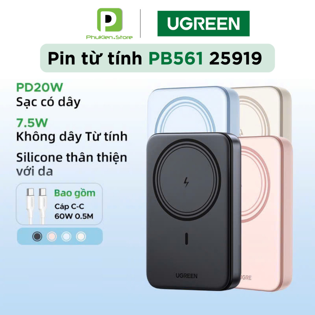 Pin Sạc dự phòng Ugreen PB561 ( 25919 ) 10.000mAh | Sạc không dây từ tính | PD 20W
