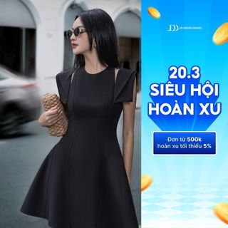 Đầm cut-out vai, tay phối 1S99.2309PL thiết kế bởi JM Dress Design