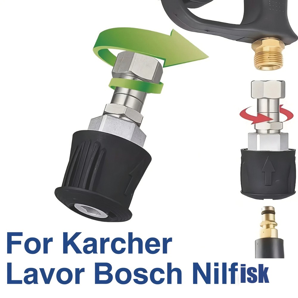 360° Khớp quay máy giặt áp suất cao, xoay chống rối kết nối nhanh bằng thép không gỉ cho Karcher K2-