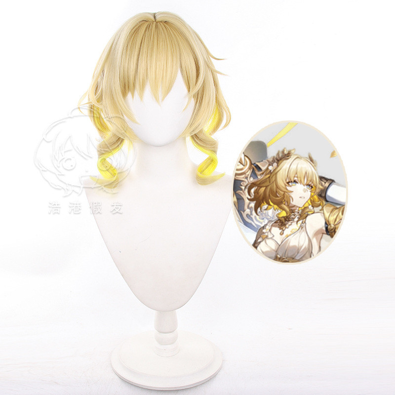 Aglaea Cosplay Tóc Giả Honkai Star Rail - Ngắn Xoăn Ánh Vàng Chuyển Màu, Chất Liệu Chống Nóng