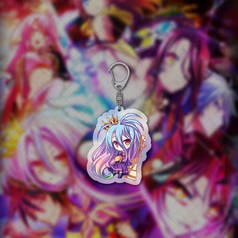 Anime NO GAME NO LIFE Shiro SD Cute Acrylic Key Chain Keyring Strap Figure Hanging Accessories Keych