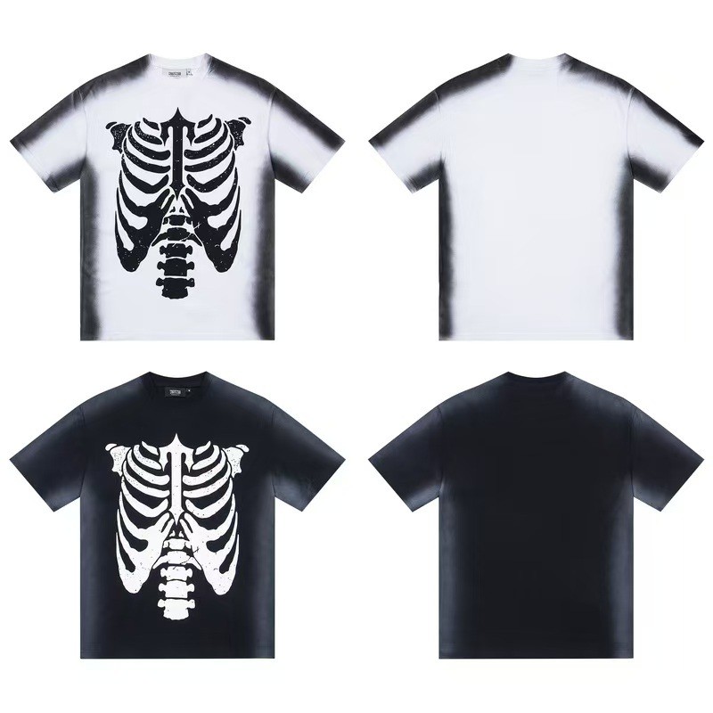 NWLE TRAPSTAR New trendy American style loose-fitting garment with human bone spray-painted high str