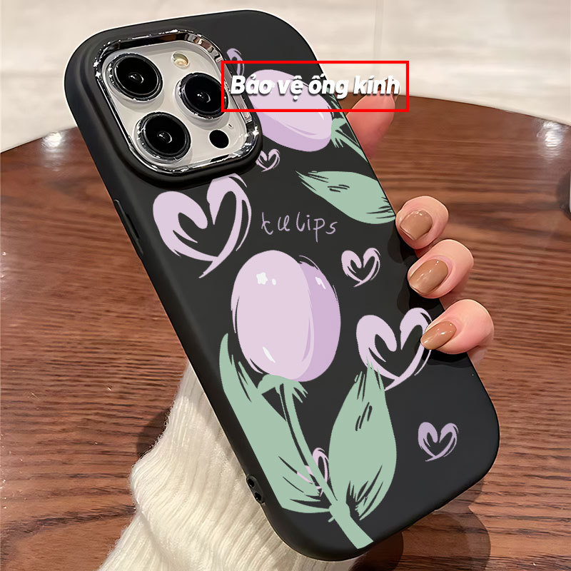Ốp Lưng Hoa Tulip Hồng Tím cho OPPO A53/A54/A55/A60/A74/A79/A38 TPU Soft Shell chống ngã