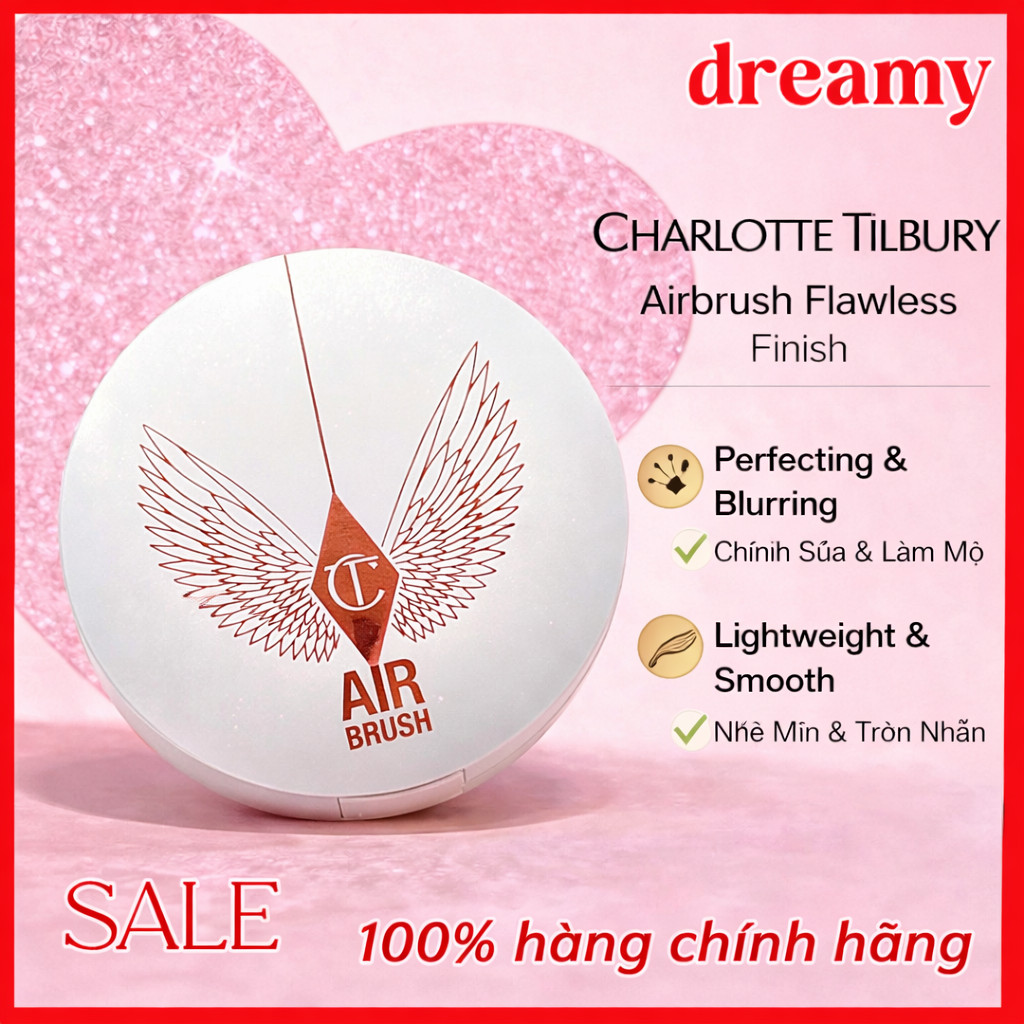 Charlotte Tilbury Airbrush Brightening Flawless Finish  Phấn Phủ Kiềm Dầu, Làm Sáng Da, Mịn Airbrush