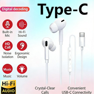Tai nghe có dây loại C cho Vivo V70 FE Elite V70Elite V70FE 4G 5G 2026 HiFi Stereo có micrô trong tai Tai nghe có dây âm thanh Hi-Res