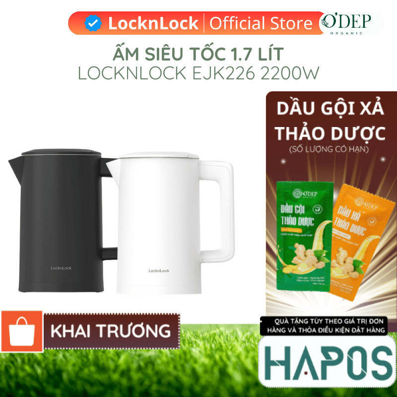 Ấm đun siêu tốc LocknLock 1.7 Lít 1850-2200W Digital Electric Kettle  EJK226, Hàng chính hãng - HAPO
